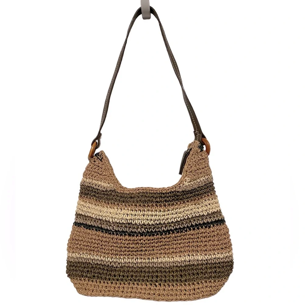 Sonoma Crochet Straw Hobo Purse